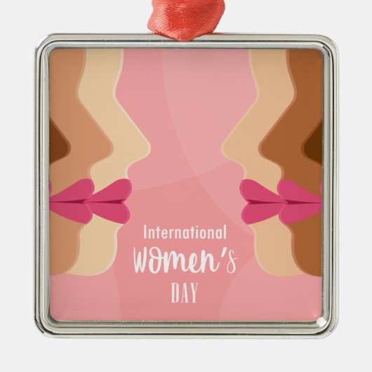 roze internationale vrouwendag metalen ornament (Voorkant)