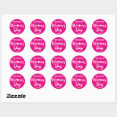 Roze Internationale Vrouwendag Typografie Ronde Sticker (Vel)