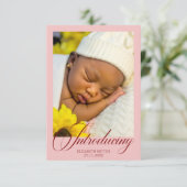 Roze Introductie Foto Baby Shower Bedankt (Staand voorkant)