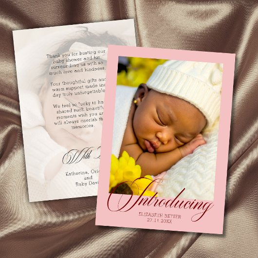 Roze Introductie Foto Baby Shower Bedankt