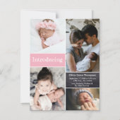 Roze Introductie van de geboorte van een babymeisj Magnetische Uitnodiging (Voorkant)