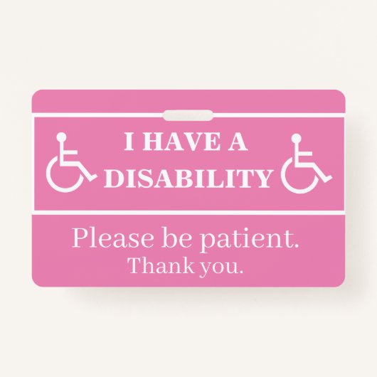 Roze invaliditeitspasje badge (Achterkant)