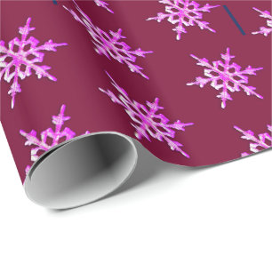 Roze ioniserende sneeuwvlok op de Bourgogne Cadeaupapier