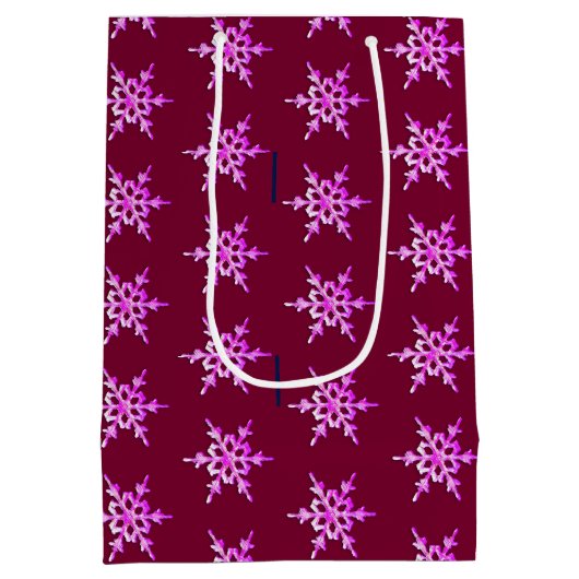 Roze ioniserende sneeuwvlok op de Bourgogne Medium Cadeauzakje (Achterkant)