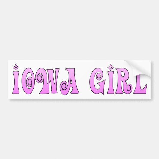 Roze Iowa Girl Bumpersticker (Voorkant)