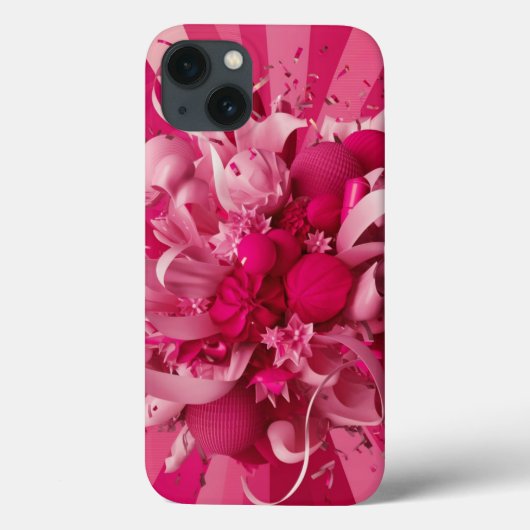 Roze iPhone 13 Hoesje met Lego Stijl (Achterkant)