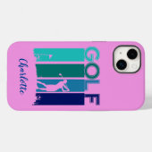 Roze iPhone 14 Golfer Mobiele Telefoon Case (Achterkant (horizontaal))