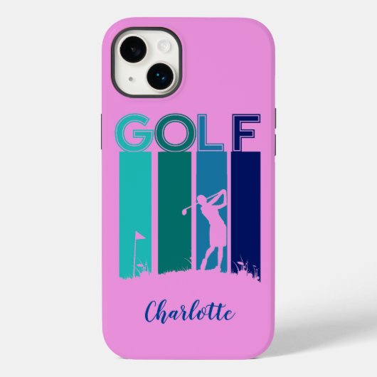 Roze iPhone 14 Golfer Mobiele Telefoon Case (Achterkant)