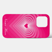 Roze iPhone Case Gift met Harten Custom Jouw naam (Achterkant (horizontaal))
