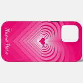 Roze iPhone Case Gift met Harten Custom Name Text (Achterkant (horizontaal))