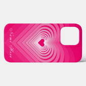 Roze iPhone Case met harten en aangepaste naam (Achterkant (horizontaal))