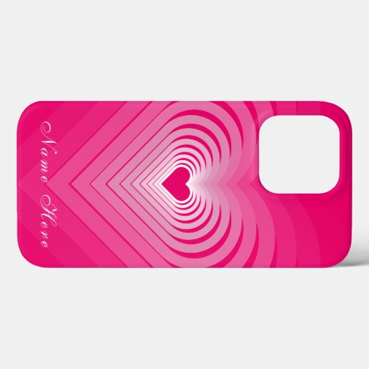Roze iPhone Case met harten en aangepaste naam (Achterkant (horizontaal))