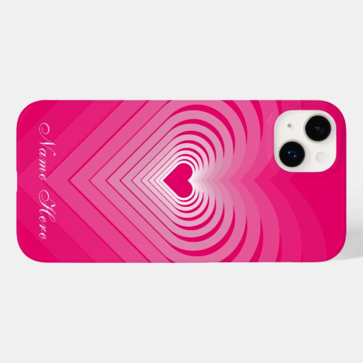 Roze iPhone Case met Hearts Aangepaste Jouw namen (Achterkant (horizontaal))