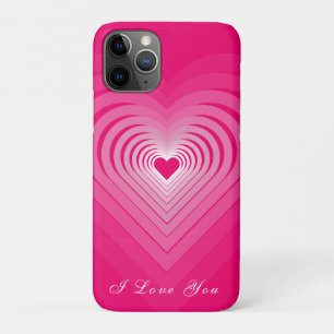 Roze iPhone hoesje met harten en tekst - I Love Yo