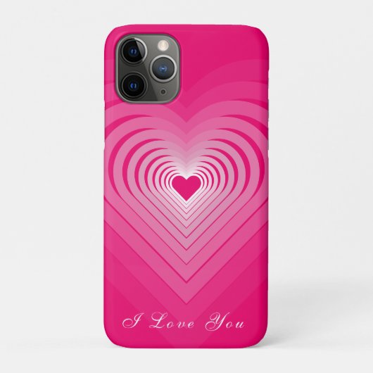 Roze iPhone hoesje met harten en tekst - I Love Yo (Achterkant)