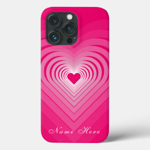 Roze iPhone Hoesje met Hartjes en Aangepaste Naam