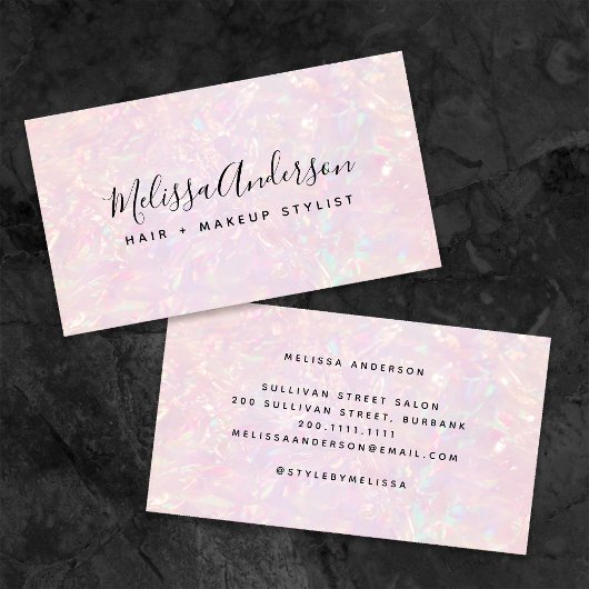 Roze irdescent kalligrafie visitekaartje