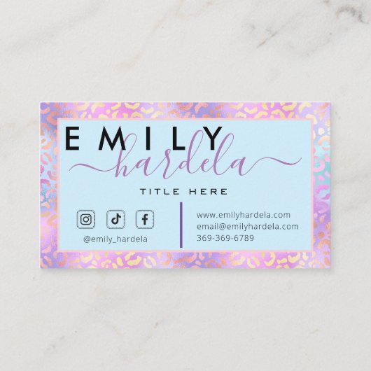 Roze Iredescent Leopard Professional Visitekaartje (Achterkant)