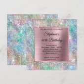 Roze Iridescent Diamond studeerde Folie 40e verjaa Kaart (Voorkant / Achterkant)