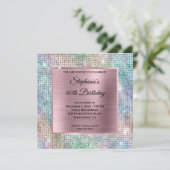 Roze Iridescent Diamond studeerde Folie 40e verjaa Kaart (Staand voorkant)