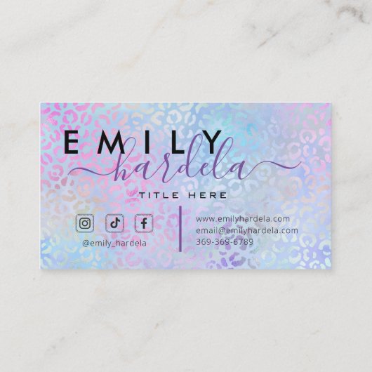 Roze Iridescent Leopard Professional Visitekaartje (Achterkant)