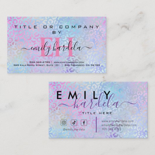 Roze Iridescent Leopard Professional Visitekaartje (Voorkant / Achterkant)