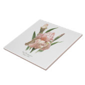 roze iris botanische stijl kunst tegeltje (Zijkant)