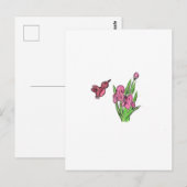Roze Iris Briefkaart (Voorkant / Achterkant)