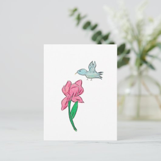 Roze Iris Briefkaart (Staand voorkant)