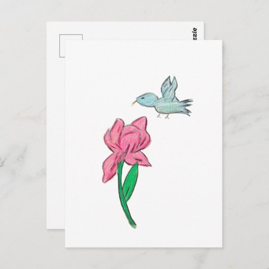 Roze Iris Briefkaart (Voorkant / Achterkant)