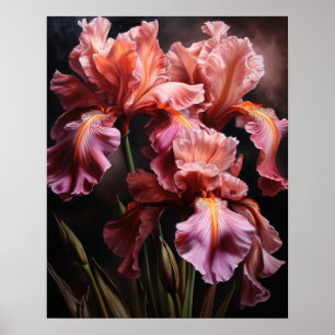Roze Iris Flowers Art Print Poster