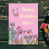 roze iris folie verjaardagskaart feestdagenkaart