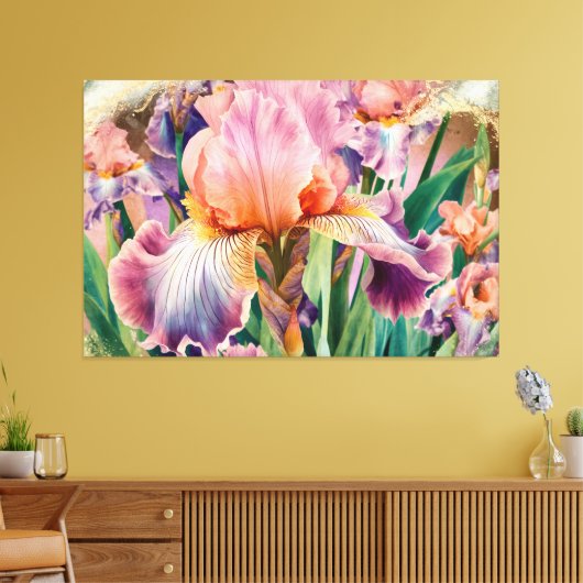 *~* Roze IRIS Irissen Bloemen TV2 Canvas Afdruk (Insitu (Woonkamer))