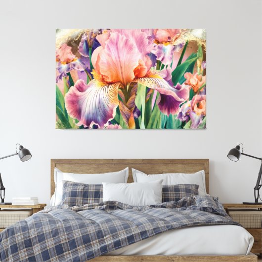 *~* Roze IRIS Irissen Bloemen TV2 Canvas Afdruk (Insitu (Slaapkamer))