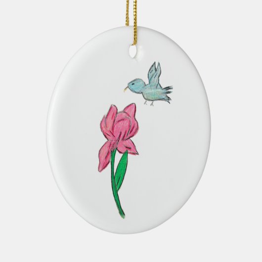 Roze Iris Keramisch Ornament (Rechts)