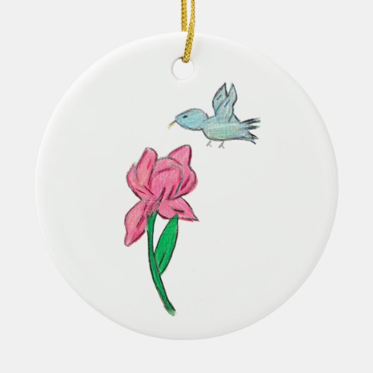 Roze Iris Keramisch Ornament (Voorkant)