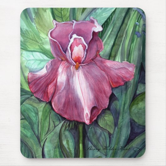 Roze Iris Mousepad Muismat (Voorkant)