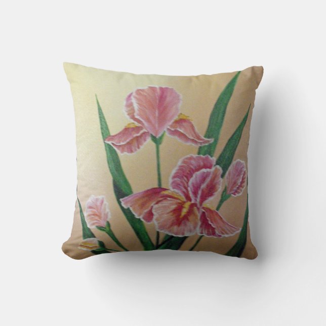 Roze Iris Pillow Kussen (Voorkant)