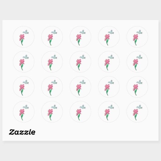 Roze Iris Ronde Sticker (Vel)
