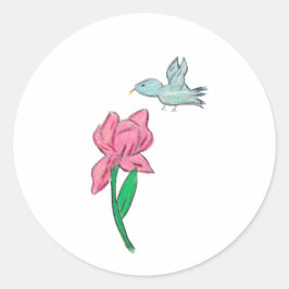 Roze Iris Ronde Sticker