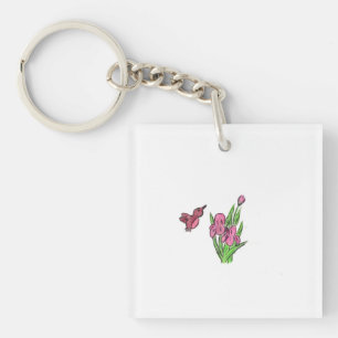 Roze Iris Sleutelhanger