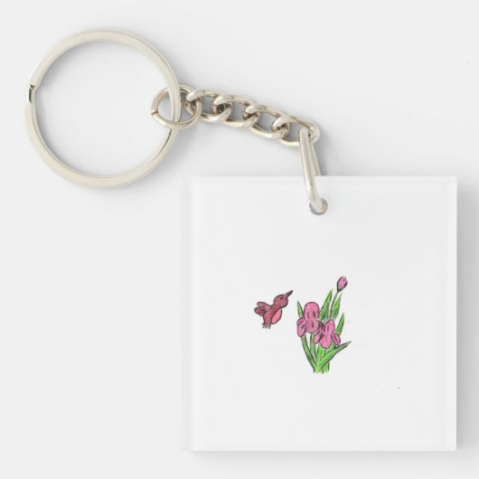 Roze Iris Sleutelhanger (voorkant)