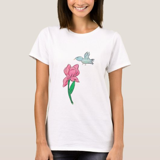 Roze Iris T-shirt (Voorkant)