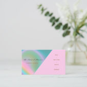 Roze iriserend holografisch visitekaartje (Staand voorkant)