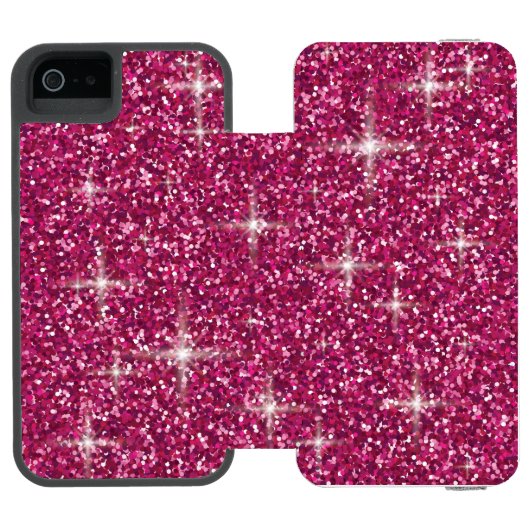 Roze iriserende glitter incipio iPhone portemonnee hoesje (Agenda Open)