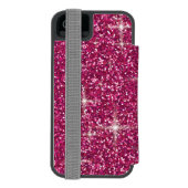 Roze iriserende glitter incipio iPhone portemonnee hoesje (Agenda Achterkant)