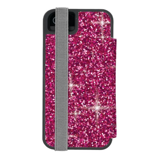 Roze iriserende glitter incipio iPhone portemonnee hoesje (Agenda Achterkant)
