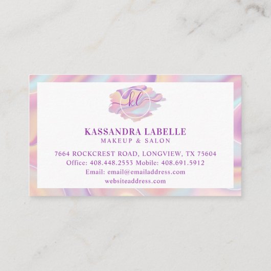 Roze iriserende holografisch nagelPoolse Loyalitei Visitekaartje (Achterkant)