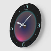 Roze iriserende maan op zwart > wandklok (Hoek)