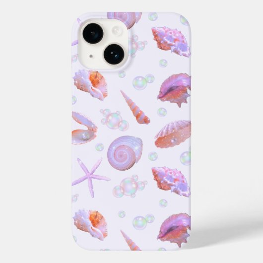 Roze Iriserende Mermaidcore Zee Schelp Parel Y2K Case-Mate iPhone Case (Achterkant)